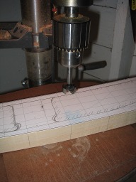 beginning of hollowing out the lifts with a forstner bit