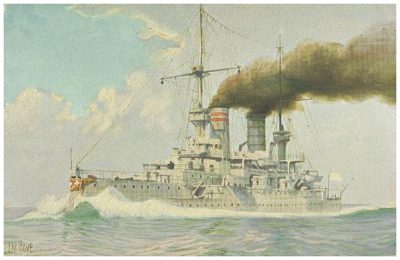 german pre dreadnought kaiser barbarossa from postcard