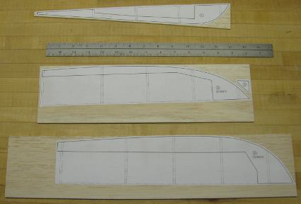 examples of templates placed on balsa sheets