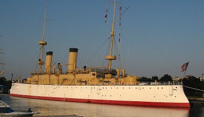 uss olympia protected cruiser c-6, photo of the real ship moored in Philadelphia, PA as museum