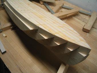 beginning the carving process with the hull