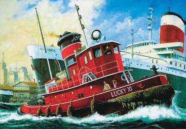 Revell Harbour Tug Boat box art.