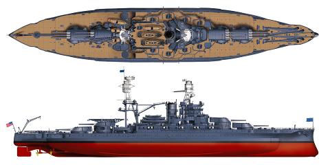 uss arizona model rendering as she appeared at pearl harbor in 1941